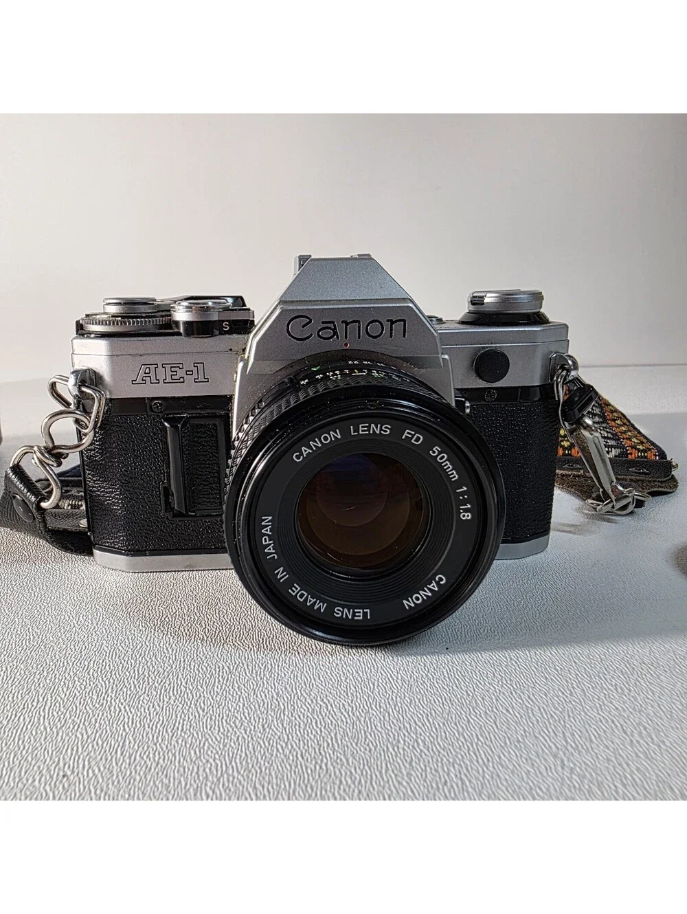 Canon AE-1 35mm SLR Film Camera W/50mm 1:1.8 Lens Film Tested W/Battery